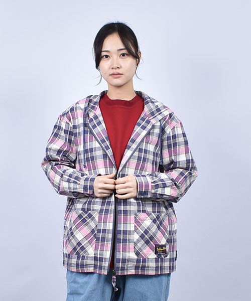 drug store's C/Lビンテージチェック パッチポケット シャツパーカー