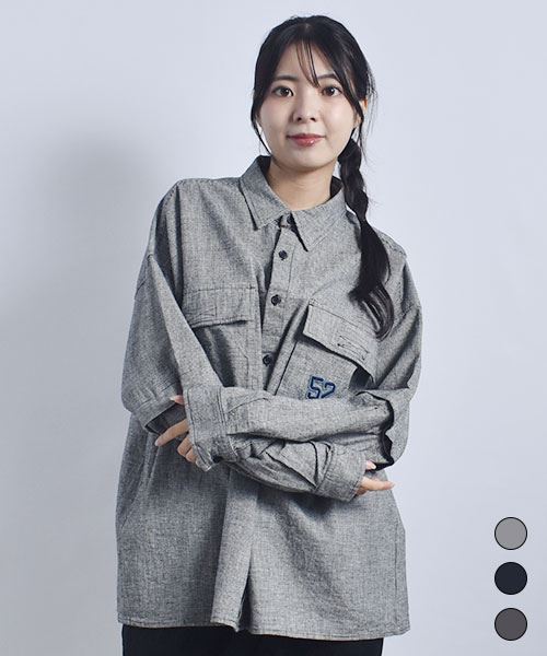 drug store's 袖脱着 BIGポケット 刺繍&ワッペン ギンガム シャツ