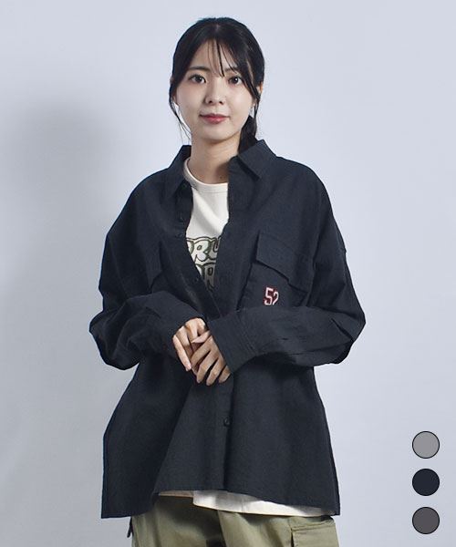 drug store's 袖脱着 BIGポケット 刺繍&ワッペン ギンガム シャツ