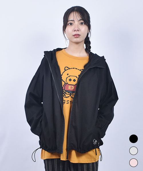 drug store's 60/-ローン ブタ刺繍 ギャザー パーカー