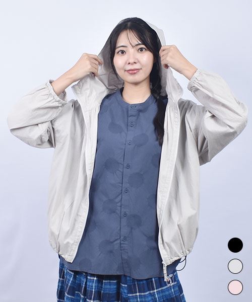 drug store's 60/-ローン ブタ刺繍 ギャザー パーカー