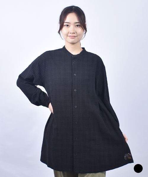 drug store's ヨコピンタック入り 刺繍 チュニック