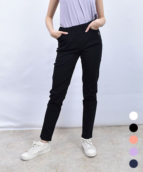 drug store's ブタ刺繍 ロング ストレッチパンツ