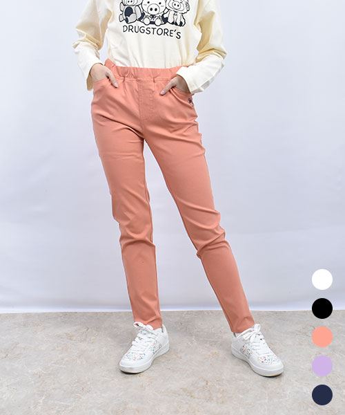 drug store's ブタ刺繍 ロング ストレッチパンツ
