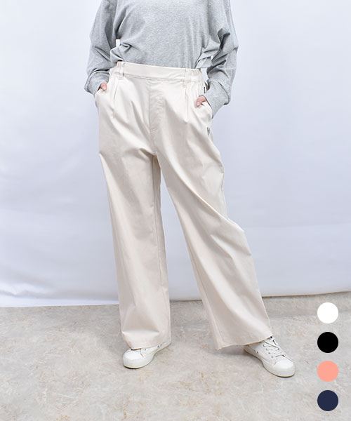 drug store's ブタ刺繍 スッポリワイドストレート ストレッチパンツ