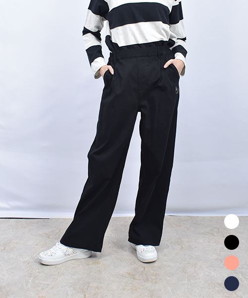 drug store's ブタ刺繍 スッポリワイドストレート ストレッチパンツ