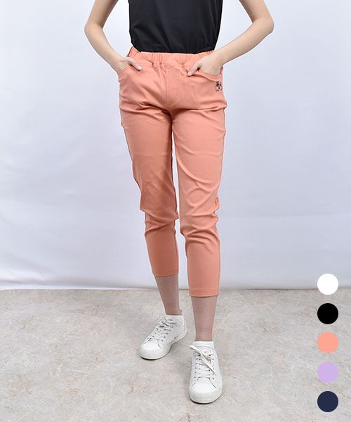 drug store's ブタ刺繍 7分丈 ストレッチパンツ