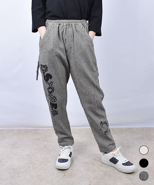 drug store's オーガニックデニム ネコブタポケット スタンディ＆ネコプリント ロングパンツ