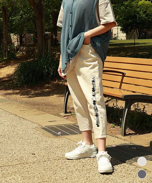 drug store's オーガニックデニム 左前脇刺繍 7分丈 パンツ