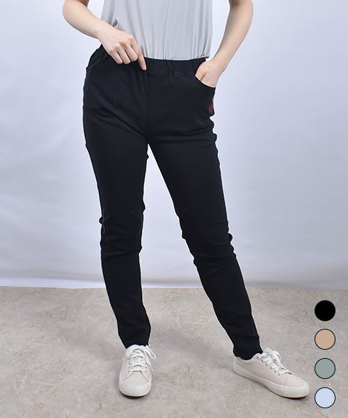 drug store's さくらんぼ刺繍 ロング ひんやり ストレッチパンツ