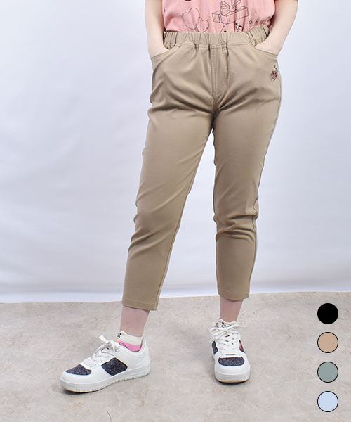 drug store's さくらんぼ刺繍 7分丈 ひんやり ストレッチパンツ