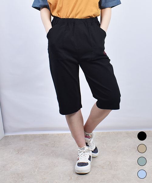 drug store's さくらんぼ刺繍 ひんやり ストレッチ ハーフパンツ