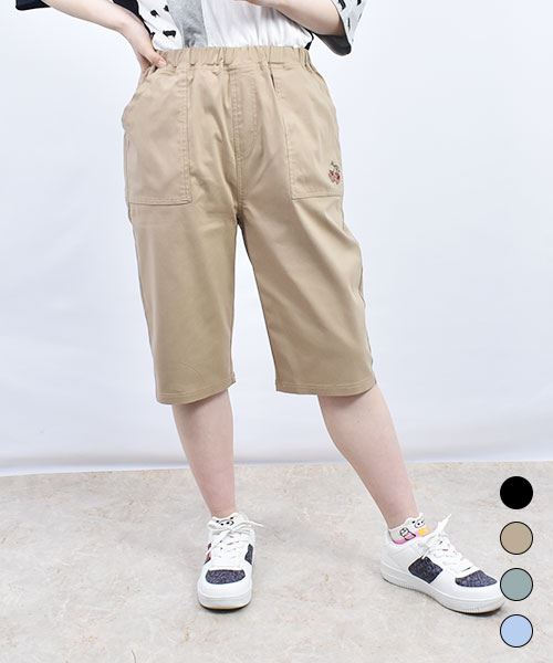 drug store's さくらんぼ刺繍 ひんやり ストレッチ ハーフパンツ