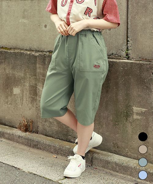 drug store's さくらんぼ刺繍 ひんやり ストレッチ ハーフパンツ