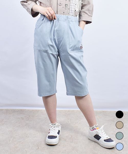 drug store's さくらんぼ刺繍 ひんやり ストレッチ ハーフパンツ