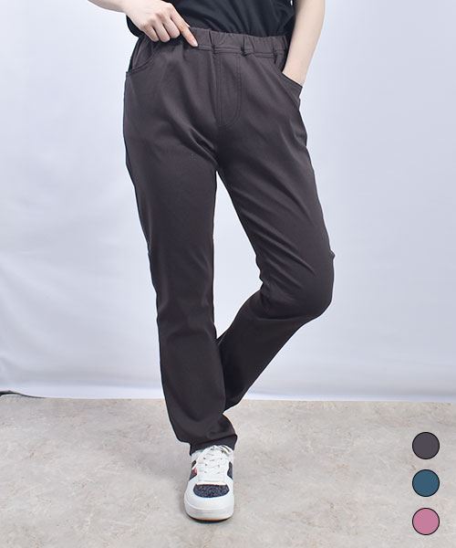 drug store's ブタ刺繍 ストレート ひんやり ストレッチパンツ