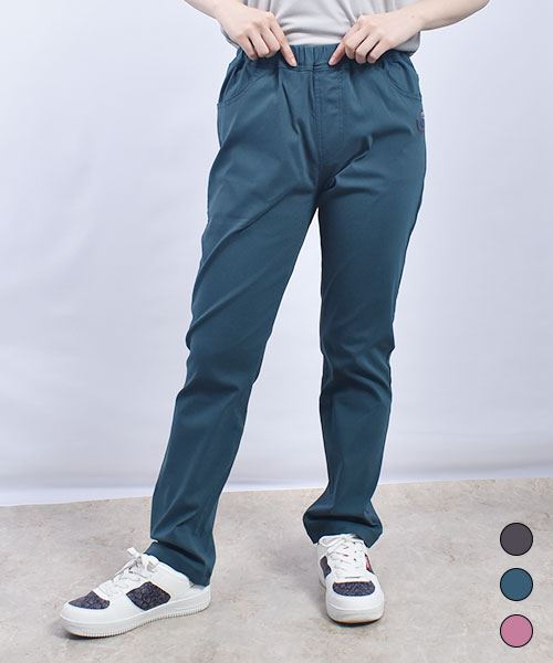 drug store's ブタ刺繍 ストレート ひんやり ストレッチパンツ