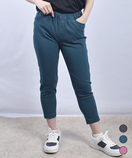 drug store's ブタ刺繍 7分丈 ひんやり ストレッチパンツ