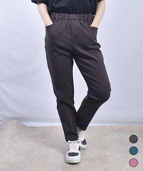 drug store's ブタ刺繍 テーパード ひんやり ストレッチパンツ