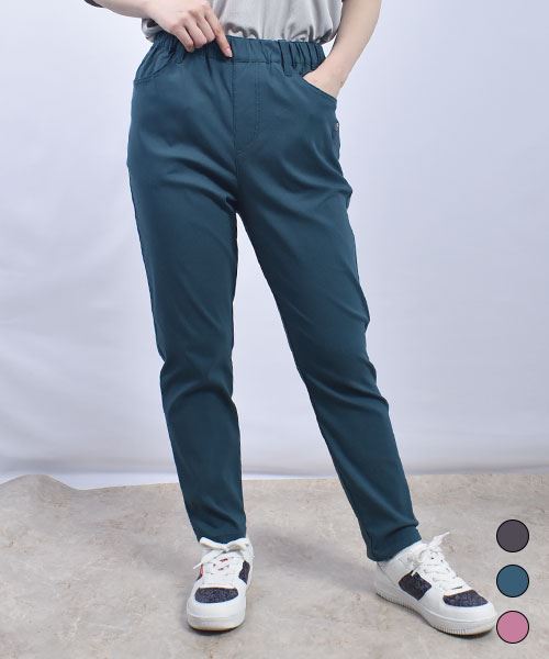 drug store's ブタ刺繍 テーパード ひんやり ストレッチパンツ