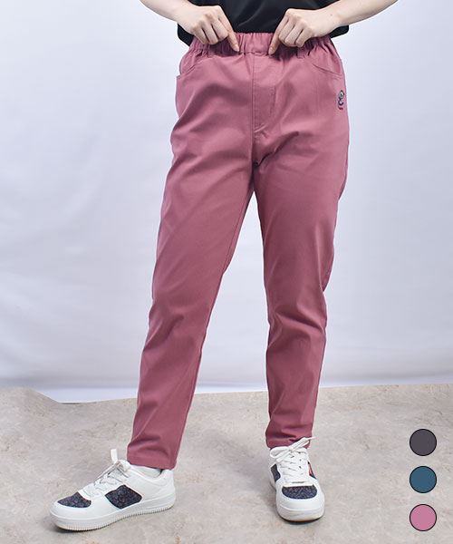 drug store's ブタ刺繍 テーパード ひんやり ストレッチパンツ