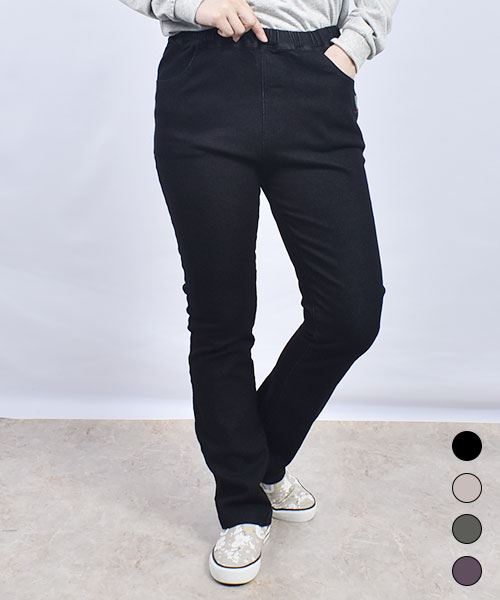 drug store's 刺繍 ストレート すっぽり ストレッチパンツ