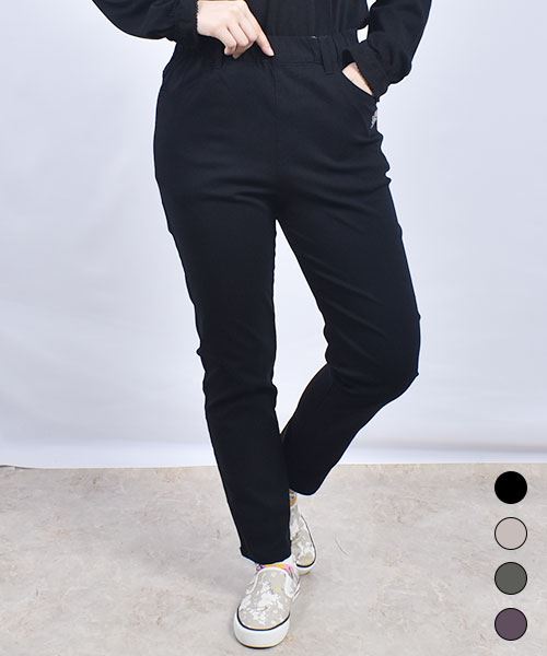 drug store's 刺繍 テーパード すっきり ストレッチパンツ