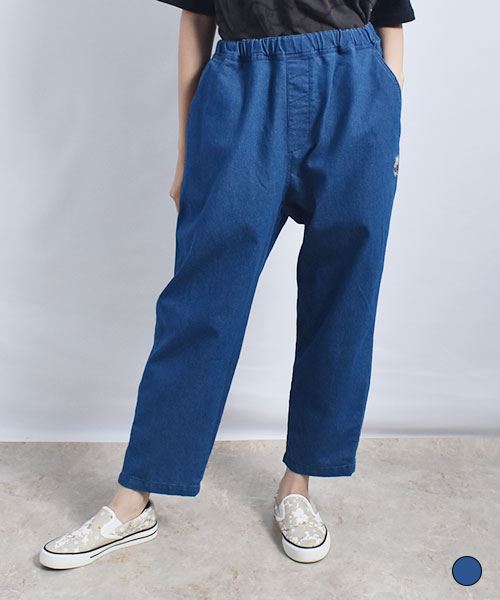 drug store's 6.0ozデニム ブタ刺繍 スッポリ 8分丈 パンツ