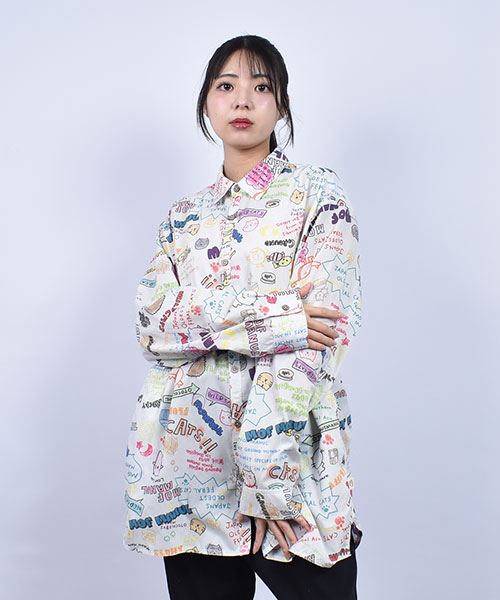 mof manul TC布帛 総柄プリント シャツ