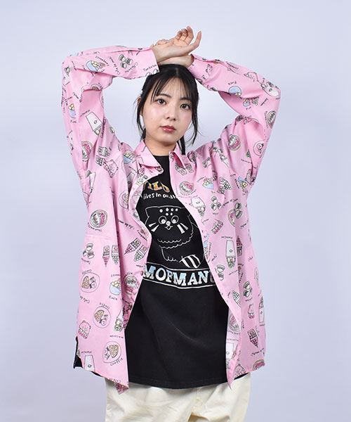 mof manul TC布帛 総柄プリント シャツ