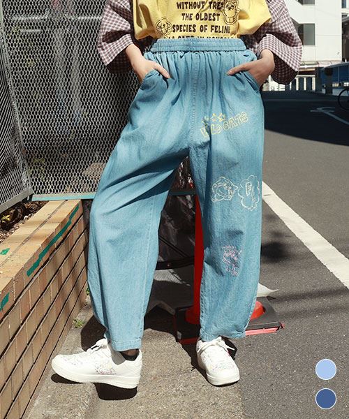 【パンツ】 らくがき風 デニムパンツ