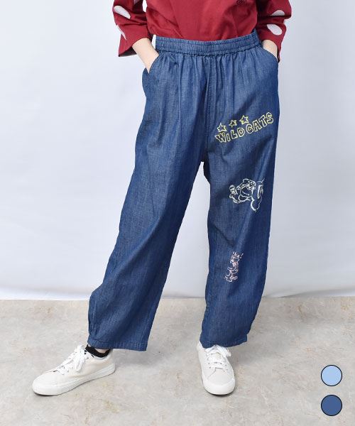【パンツ】 らくがき風 デニムパンツ