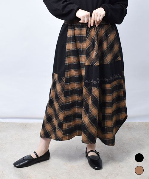 【スカート】 チェック ハギハギ スカート