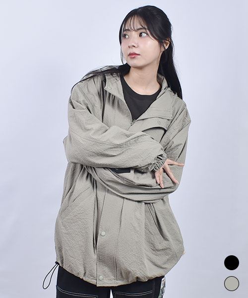 mof manul 絞りつき 袖太 パーカー羽織