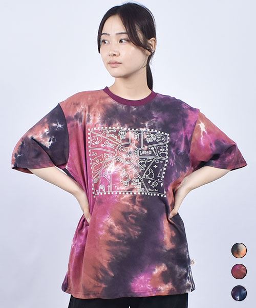mof manul タイダイ天竺 リブ衿 漫画風 プリントT