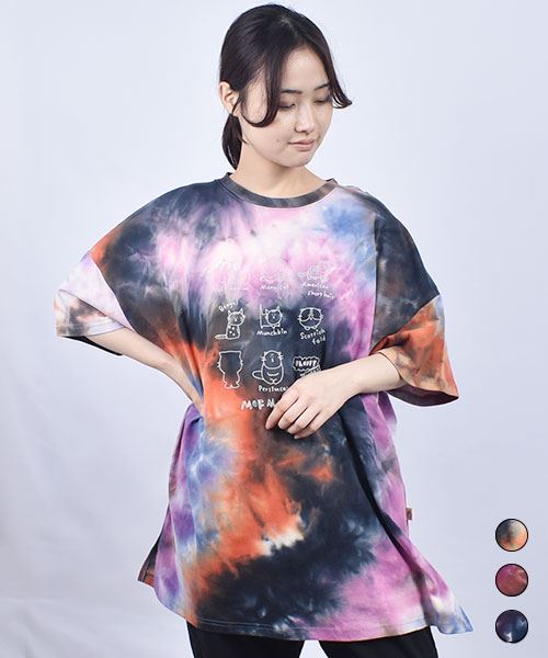 mof manul タイダイ天竺 ネコプリントT