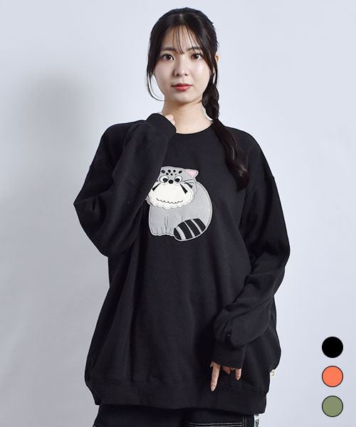 mof manul 裏毛 マヌルネコアップリケ トレーナー