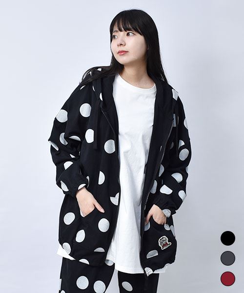 【パーカー】 リボンネコ ドット パーカー