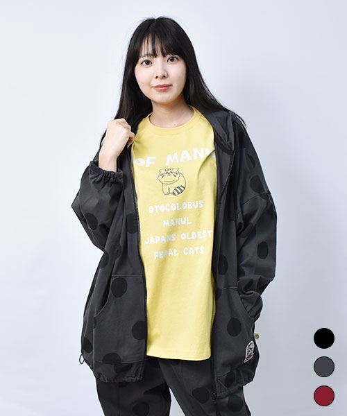 【パーカー】 リボンネコ ドット パーカー