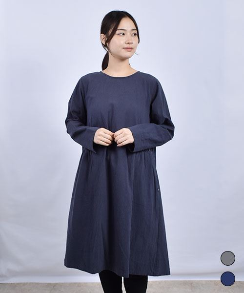 drug store's 花刺繍 後ろマチ別布使い ワンピース