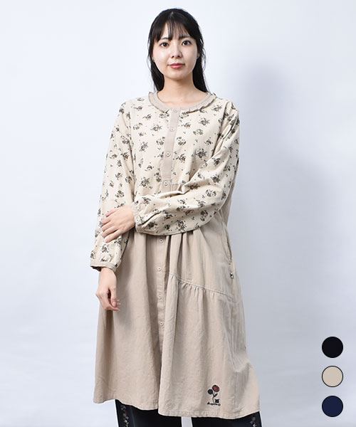 【ワンピース】 花柄 フリル ワンピース