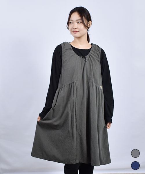 drug store's ブタ刺繍 衿ぐりドロスト ジャンスカ