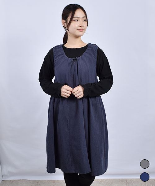 drug store's ブタ刺繍 衿ぐりドロスト ジャンスカ