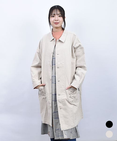 drug store's 無地ホップサップ 刺繍ポケット ロング 羽織