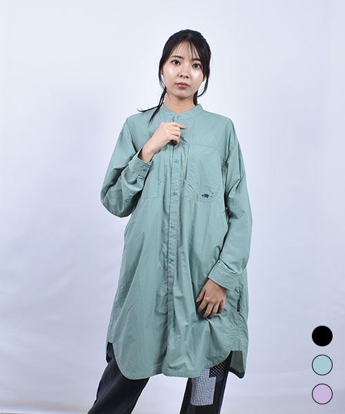 drug store's スタンドカラー 胸ポケットブタプリント スナップボタン チュニック