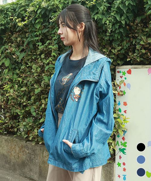 drug store's ブタ刺繍 バックロゴプリント デニム BIG ブルゾン