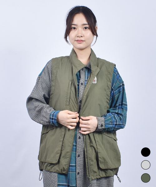 drug store's ブタワッペン マチ付きポケット 撥水加工 ベスト