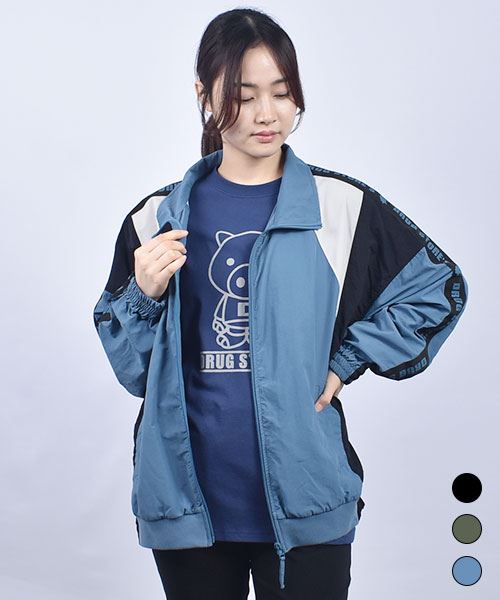 drug store's スタンドカラー 袖ライン入り ドルマン風 撥水加工 ブルゾン