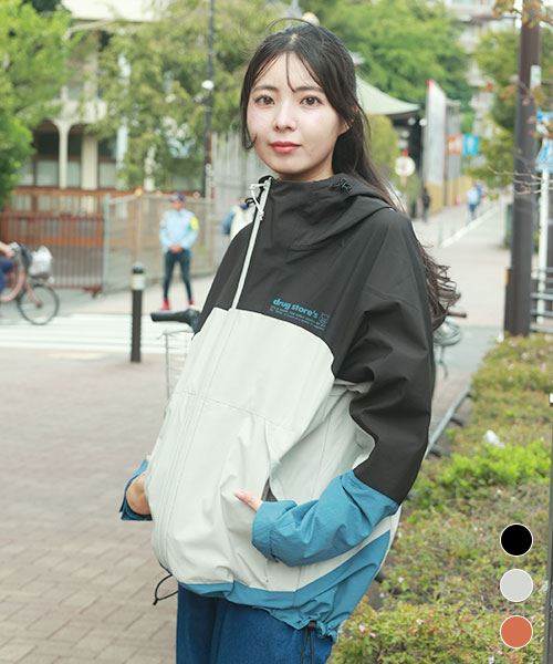 drug store's ナイロン 防風&撥水加工 裾&フードロスト ラグラン ブルゾン