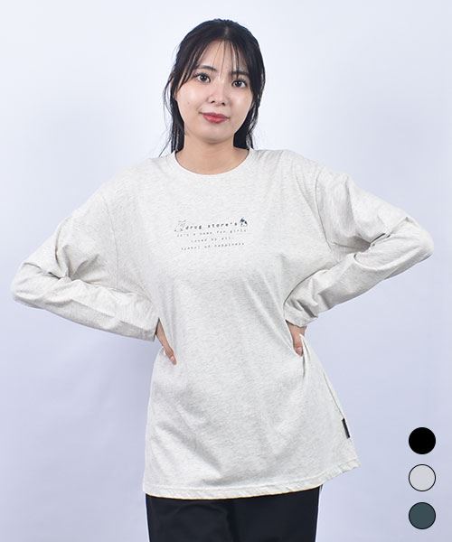 drug store's 18/-天竺 ブタ＆犬プリント 定番 セットイン リブ衿 ロンT